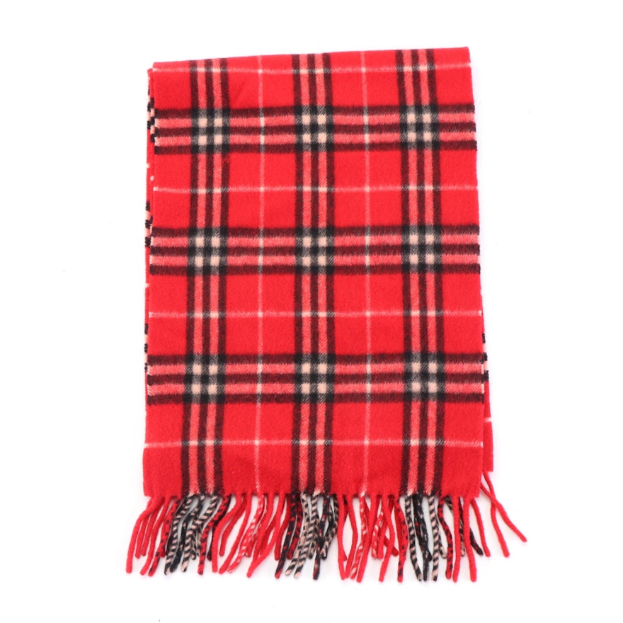 Burberry Cashmere Fringe Scarf in House Check