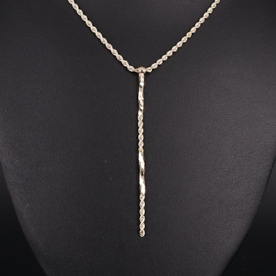 10K Lariat Rope Chain Necklace