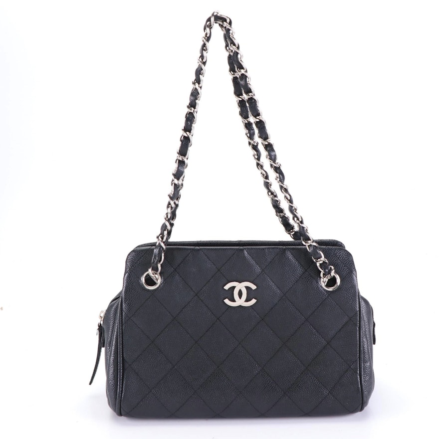Chanel Quilted Caviar Leather Chain Strap Shoulder Bag