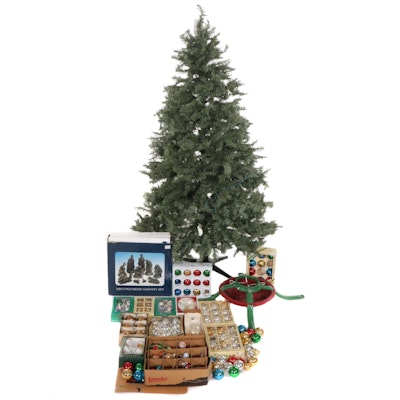 Holiday Time Pre-Lit Christmas Tree, Glass Ornaments and Nativity Set