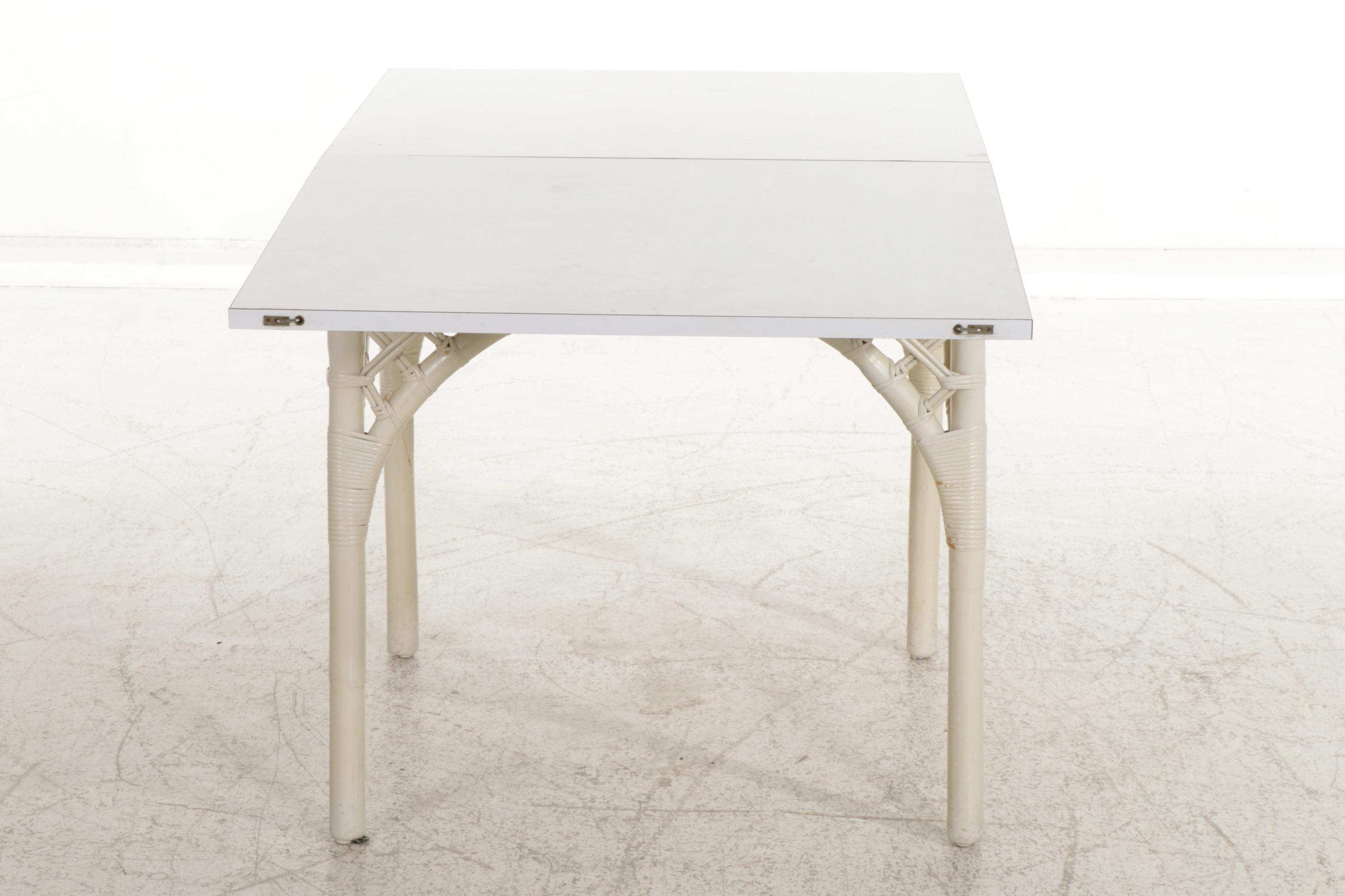 Painted Rattan and White Laminate FlipTop Extension Dining Table EBTH