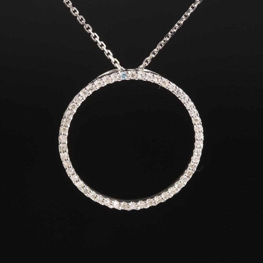 14K 0.25 CTW Diamond Circle Pendant Necklace