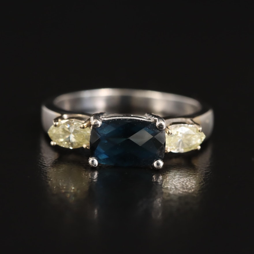 18K Indicolite and Diamond Ring