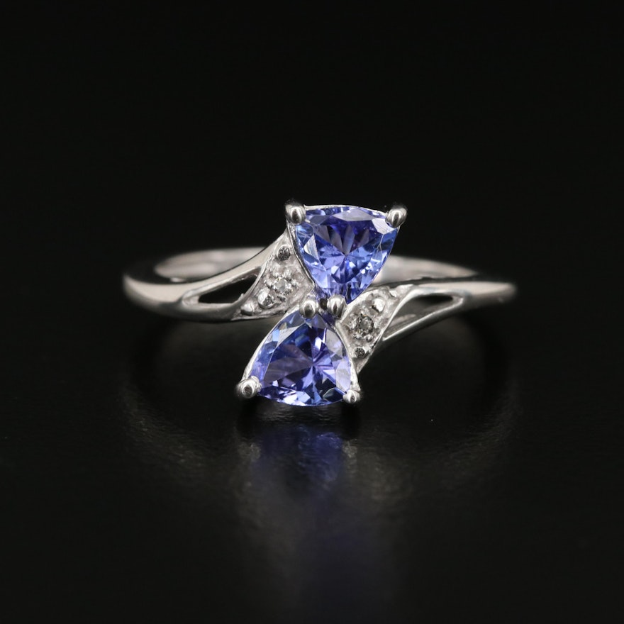 Sterling Tanzanite and Topaz Bow Tie Ring