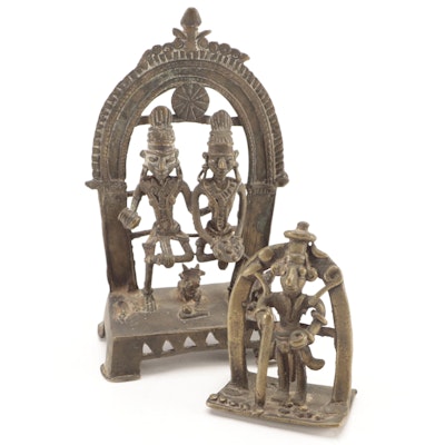 Southeast Asian Brass Lord Shiva with Mata Parvathi and Govinda Bhairava Figures