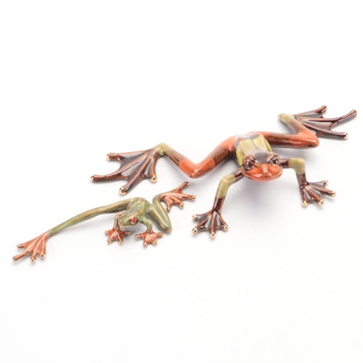 Enameled Metal Tree Frog Figurines