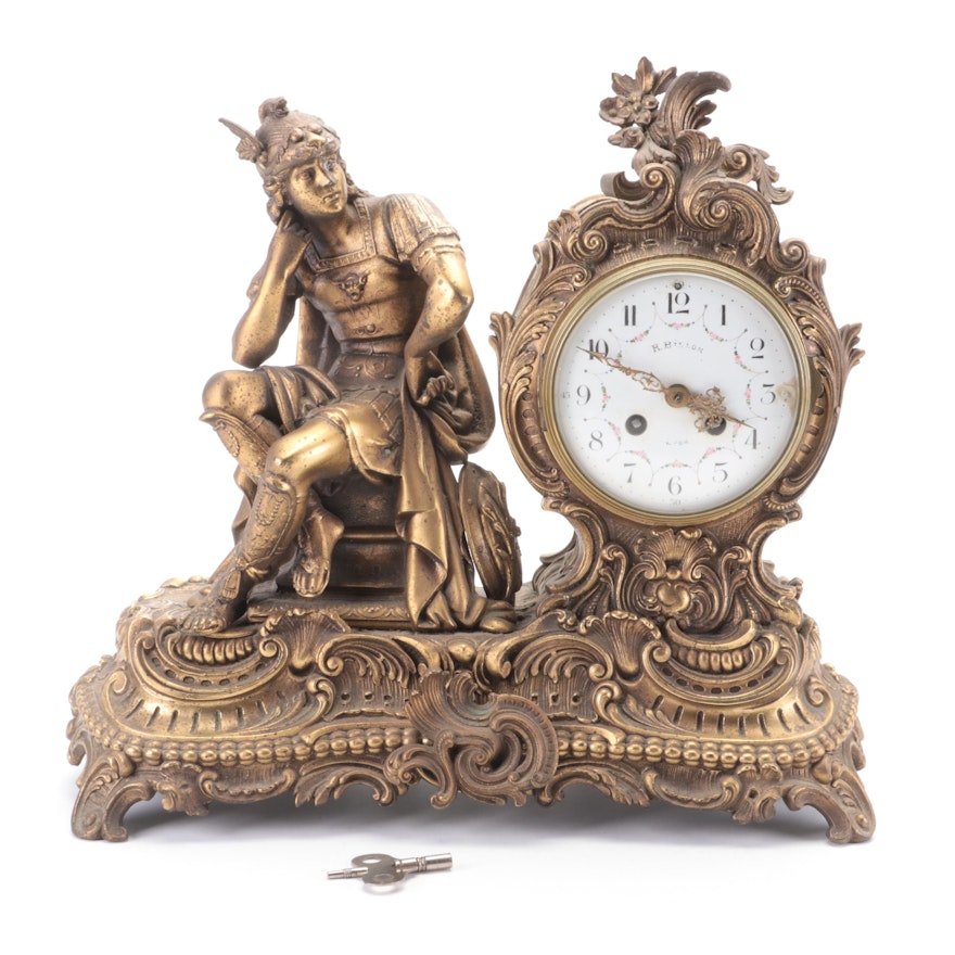 Japy Frères French Gilt Figural Mantel Clock, 19th Century