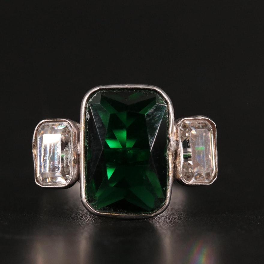 14K Emerald and Moissanite Ring