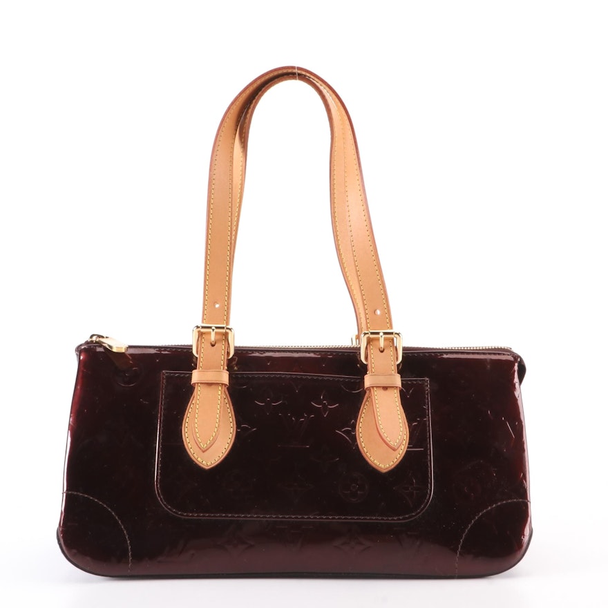 Louis Vuitton Rosewood Ave in Rouge Fauviste Monogram Vernis/Vachetta Leather
