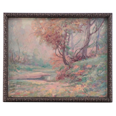 Clarence Staley Woodland Landscape Oil Painting