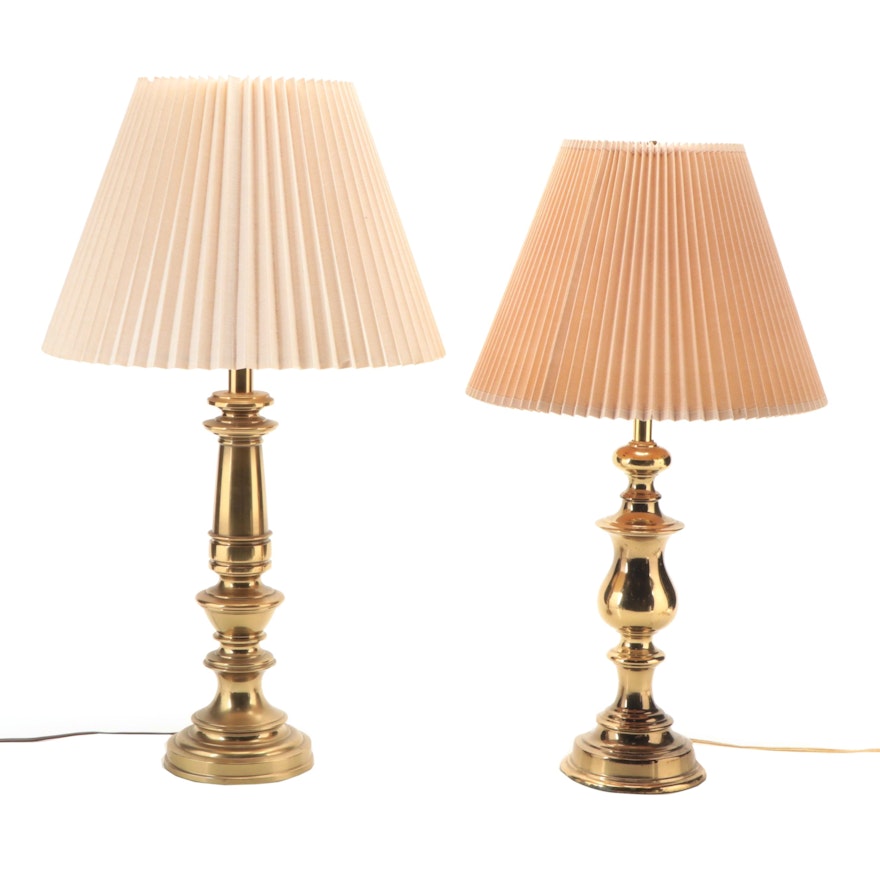 Stiffel and Other Spun Brass Table Lamps, Late 20th Century