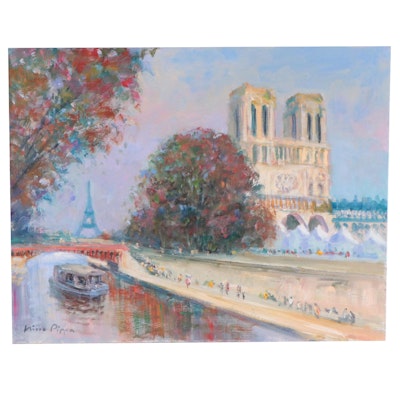 Nino Pippa Oil Painting "Notre Dame de Paris," 2016