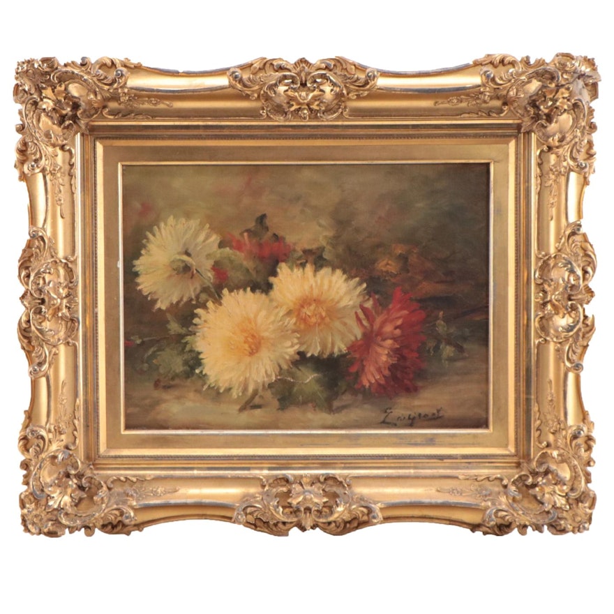 Floral Still Life Oil Painting of Chrysanthemums