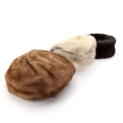 Mink Fur Beret, Cloche, and Pillbox Hats by Rosemarie and Silverman Furs