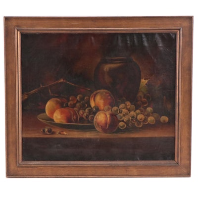 A. Báster Still Life With Fruit Oil Painting, Circa 1912