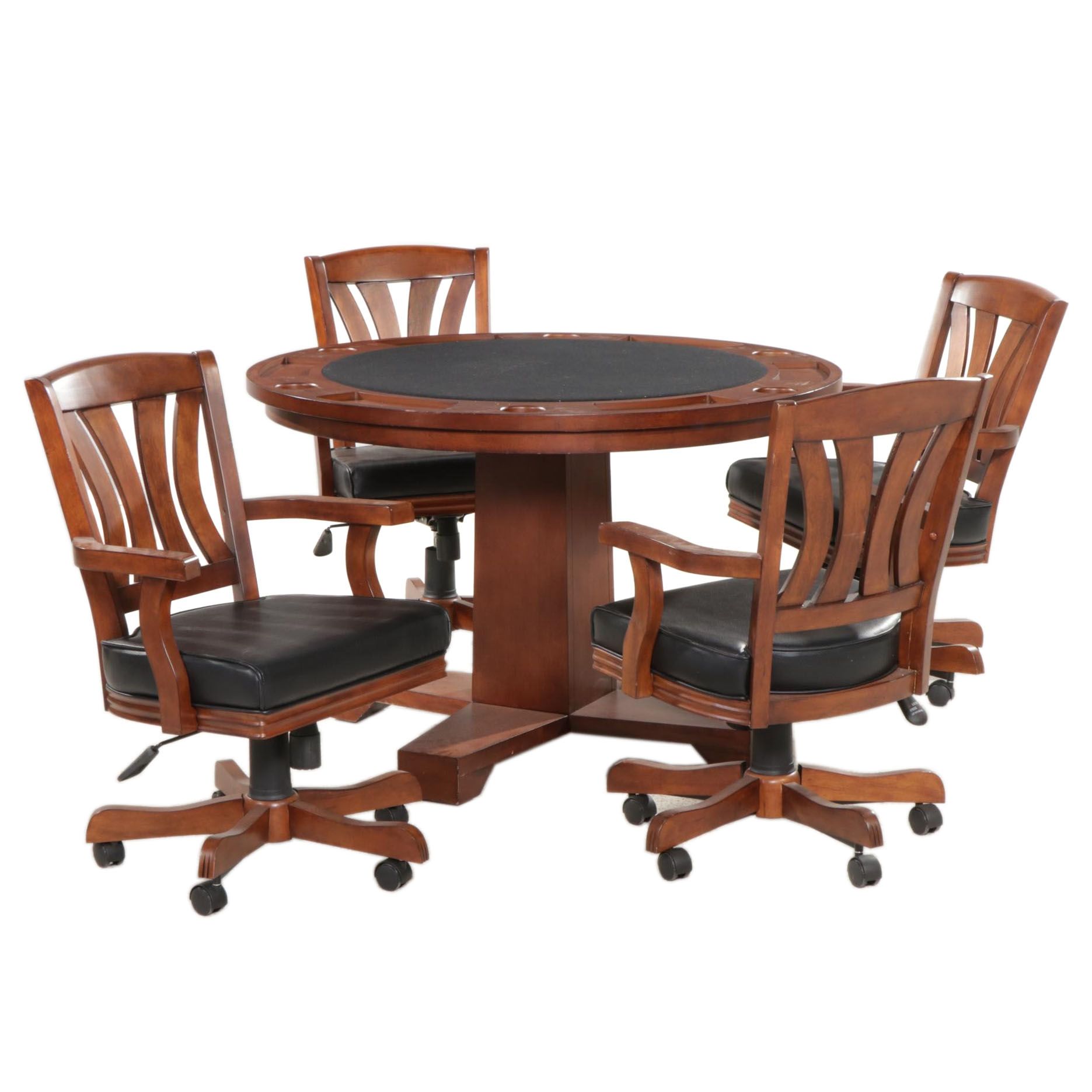 American Heritage Convertible Poker Table and Four Adjustable Rolling