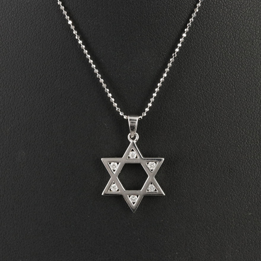 14K 0.15 CTW Diamond Star of David Pendant Necklace