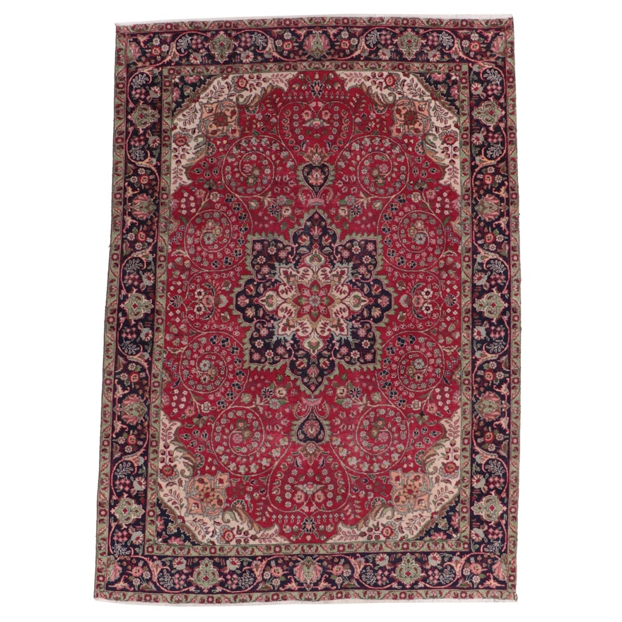 7'11 x 11'5 Hand-Knotted Persian Mashad Area Rug
