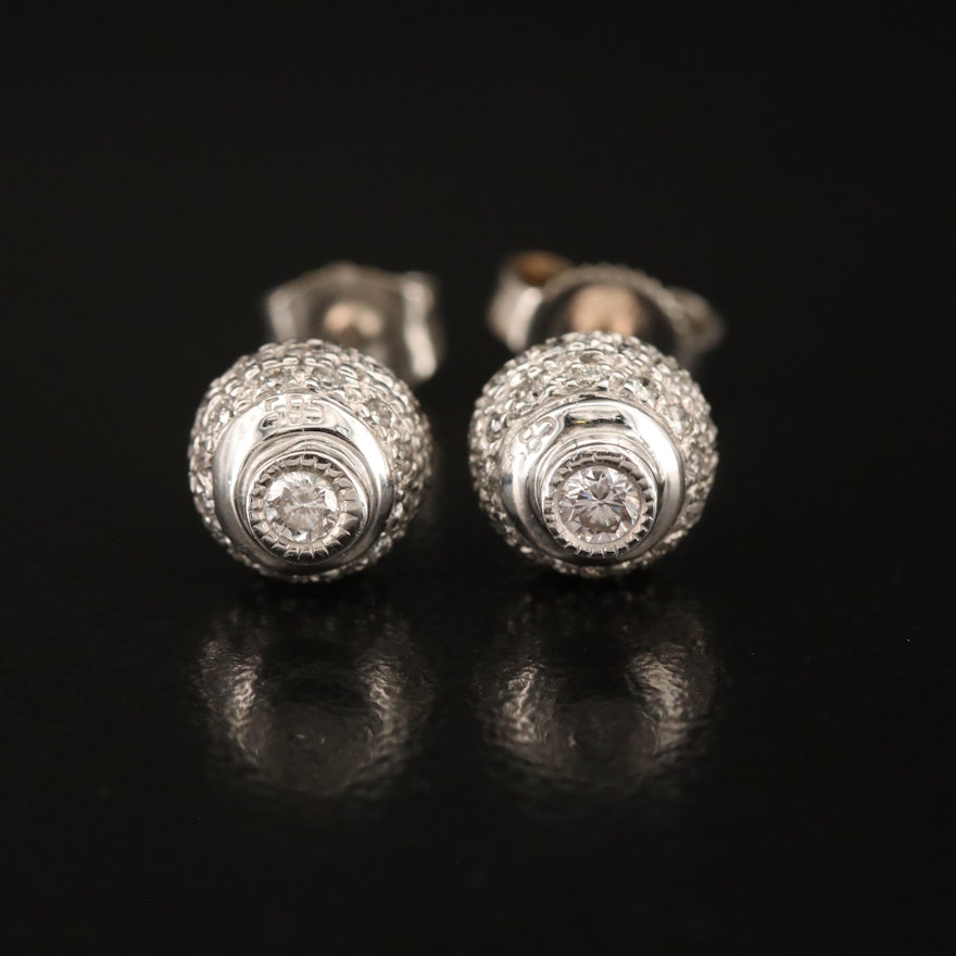 14K 0.48 CTW Pavé Diamond Bead Stud Earrings