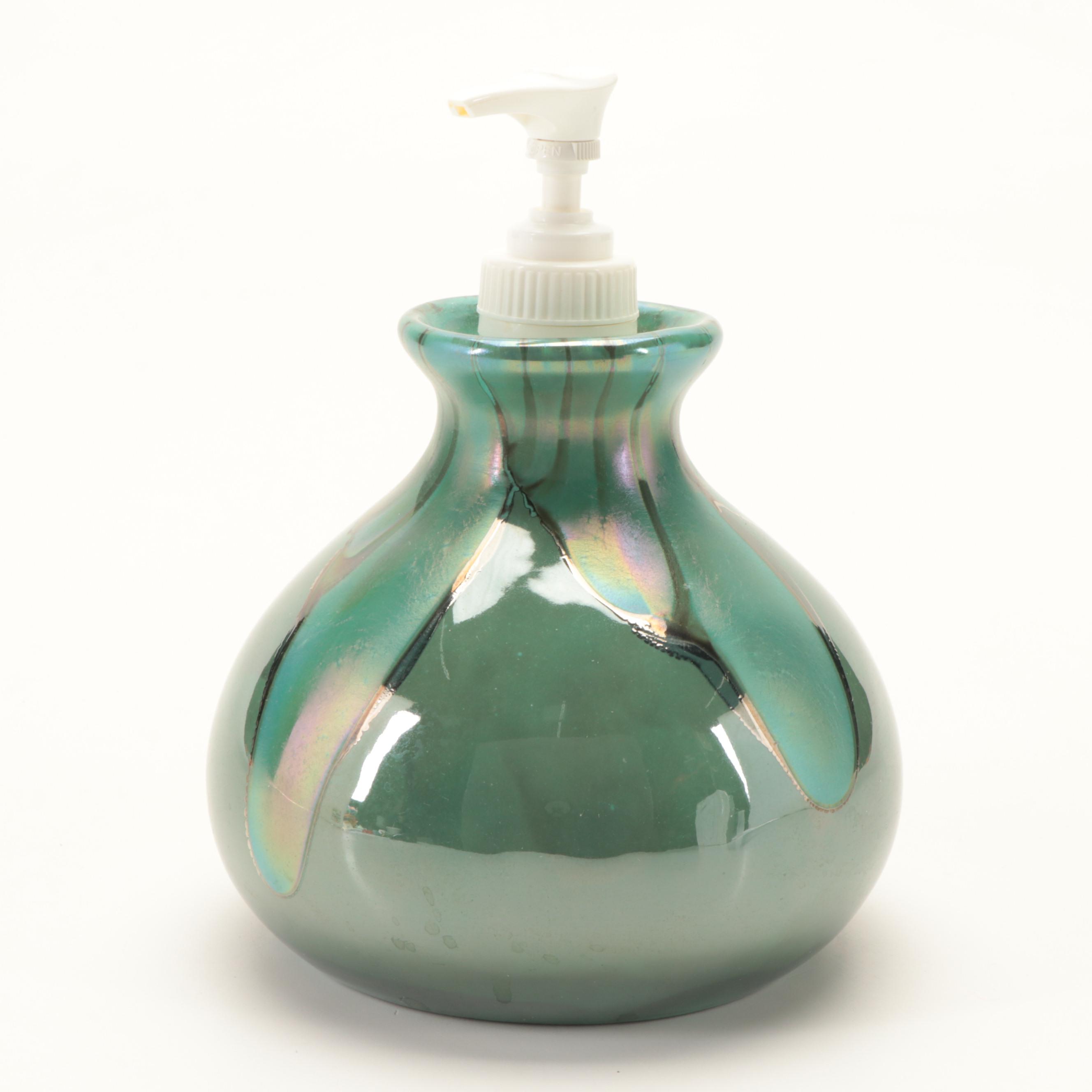 Iridescent Green Ceramic Bathroom Accessories EBTH