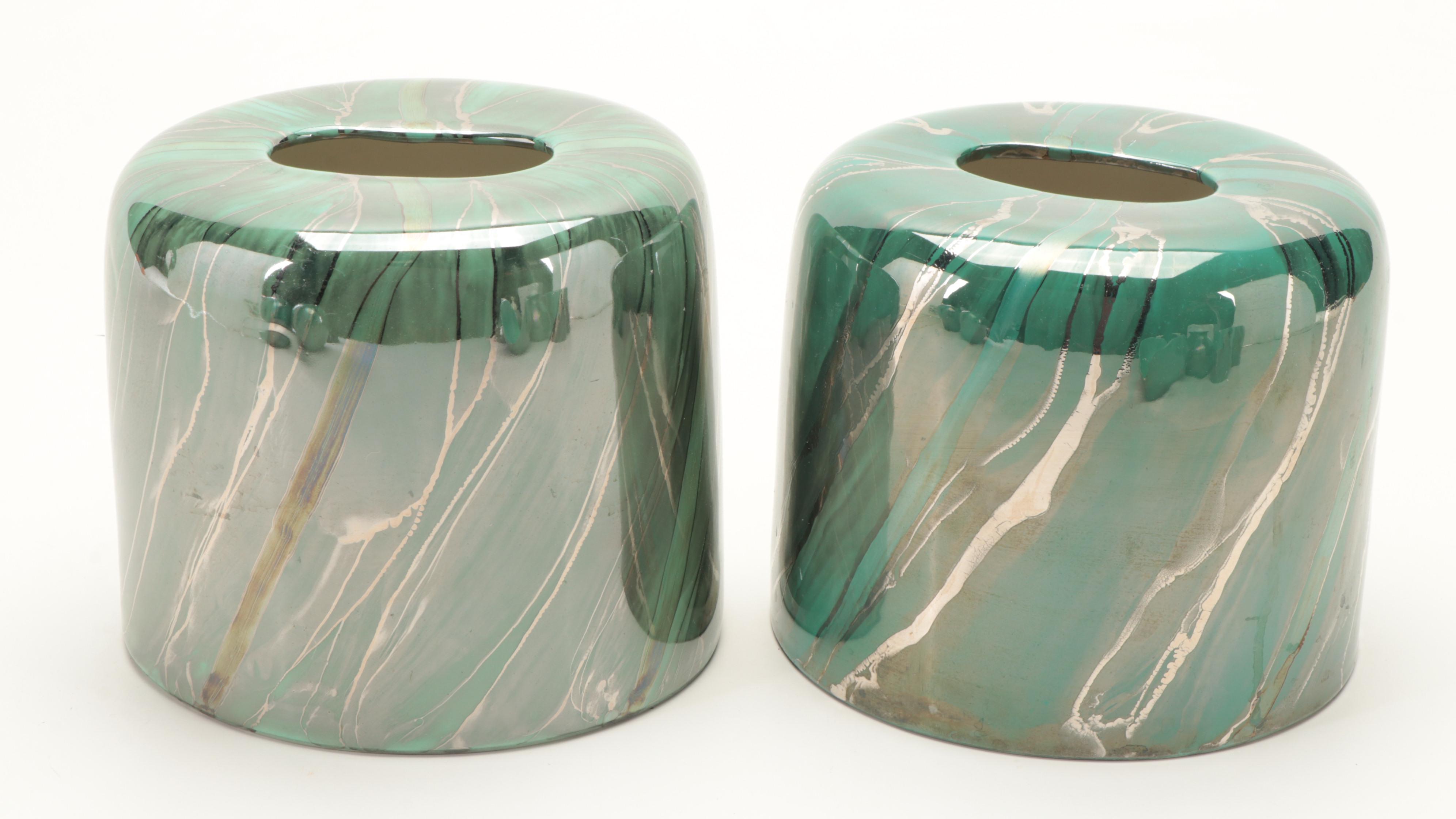Iridescent Green Ceramic Bathroom Accessories EBTH