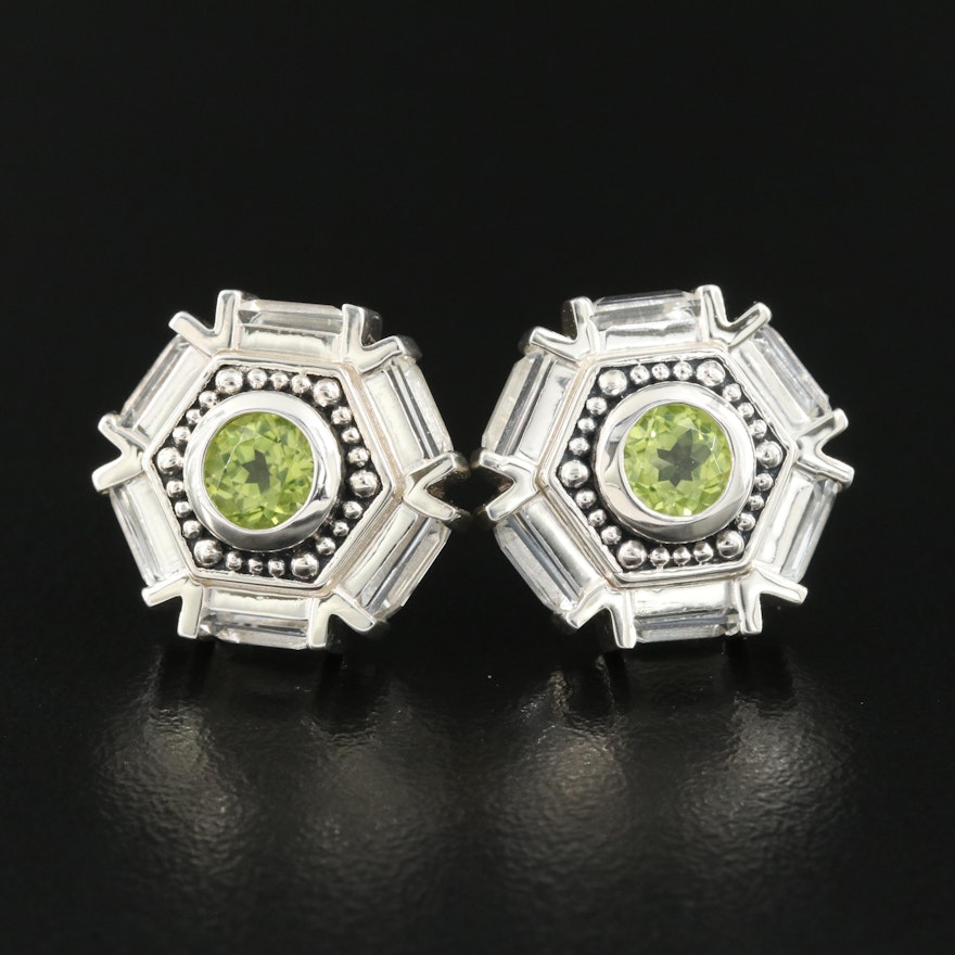 Sterling Peridot and Sapphire Earrings