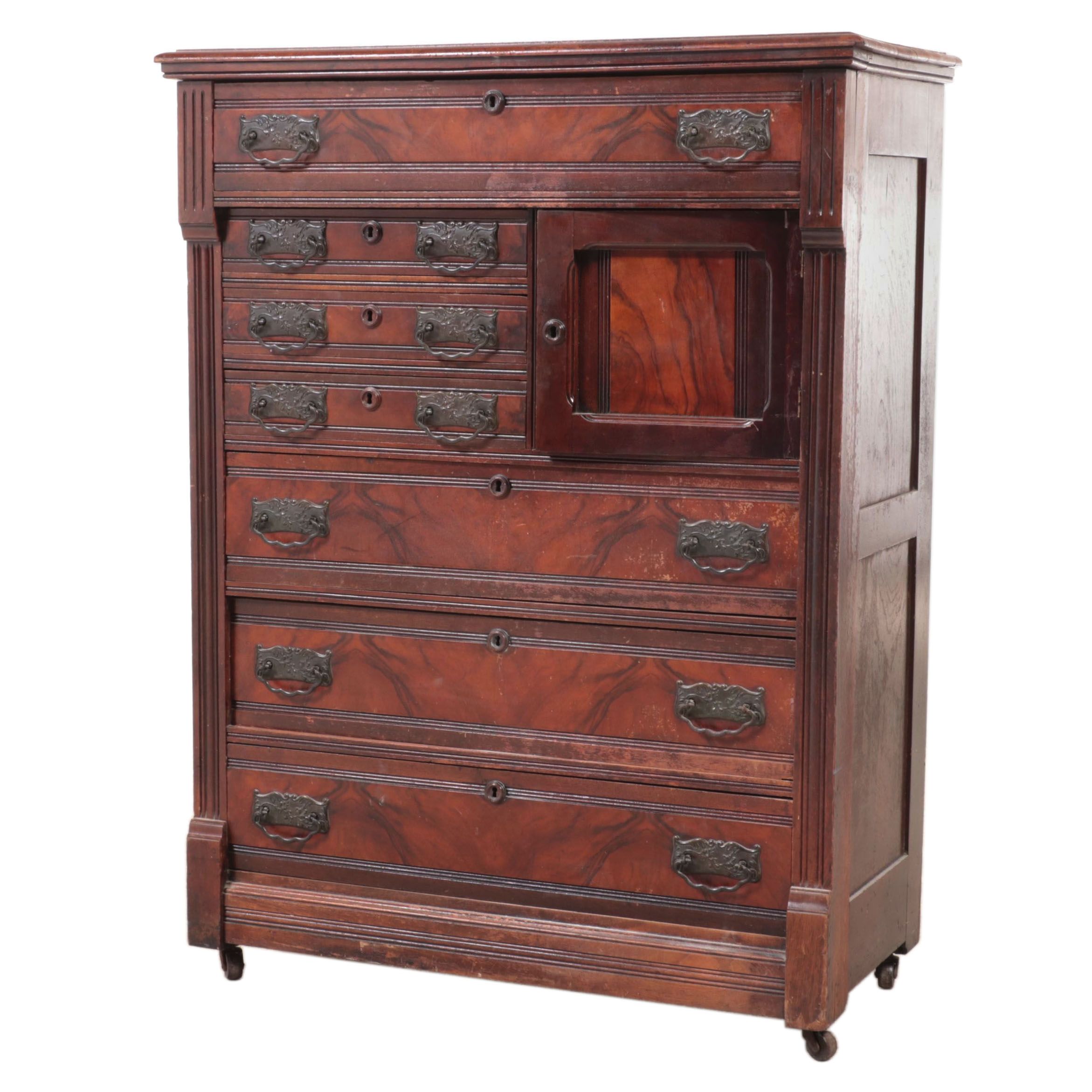 Victorian Walnut SevenDrawer Hat Box Chest, Late 19th Century EBTH