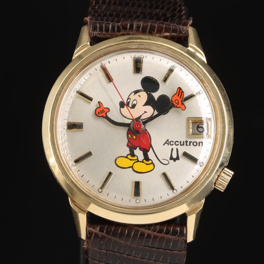 14K Mickey Mouse Bulova Accutron Wristwatch