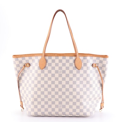 Louis Vuitton Neverfull MM Tote in Damier Azur Canvas and Leather