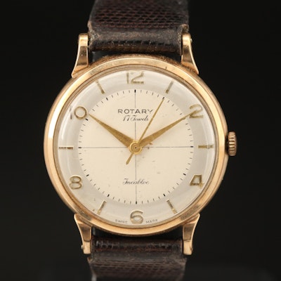 9K Vintage Rotary Manual Wind Wristwatch