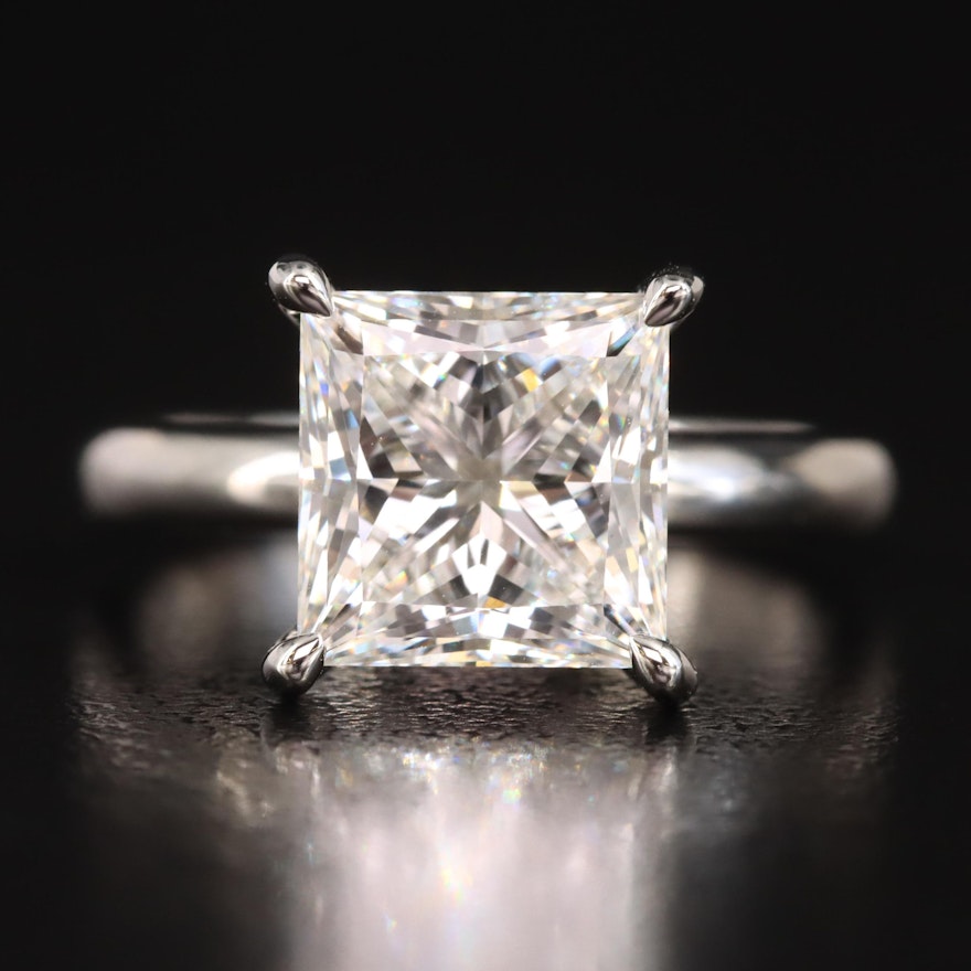 Platinum 4.02 CT Lab Grown Diamond Solitaire Ring with Online Digital IGI Report