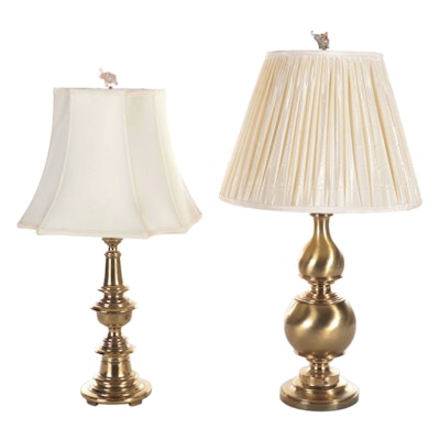 Brass Ethan Allen and Other Table Lamps with Elephant Finials, Mid/Late 20th C