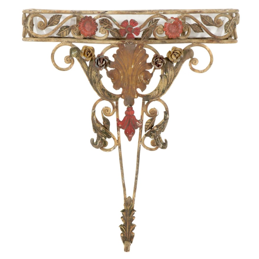 Bent and Painted Metal Wall Mounted Table Frame, Early 20th Century