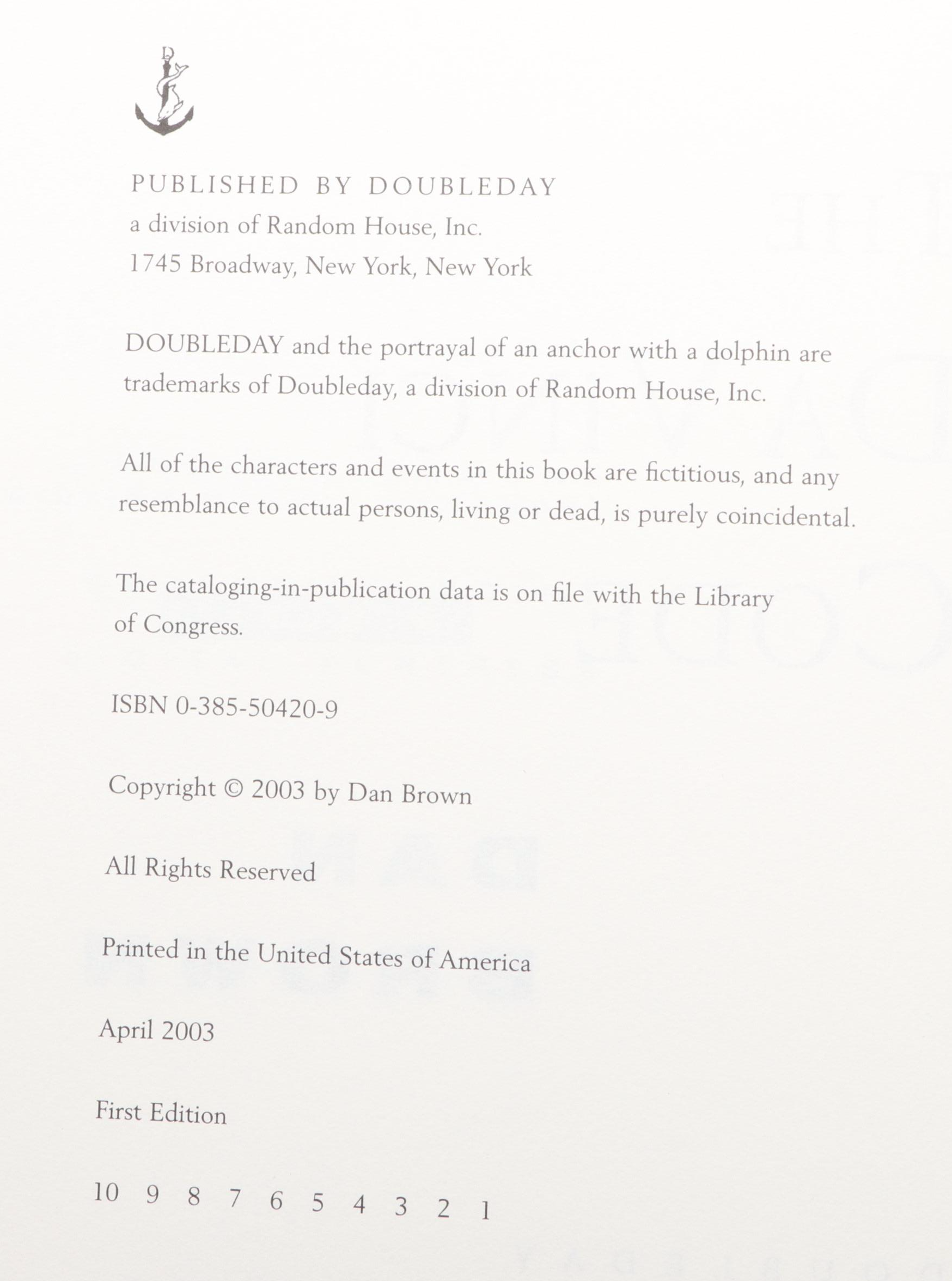 Signed First Edition "Angels and Demons" with First Edition "The Da