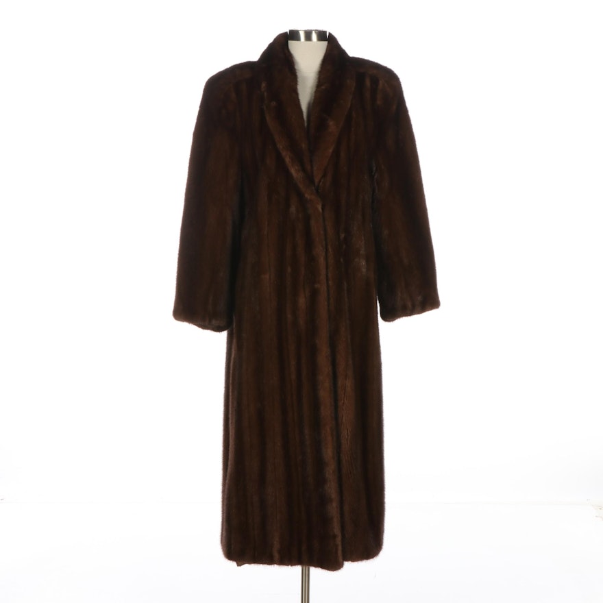 Demi Buff Brown Mink Fur Coat with Shawl Collar