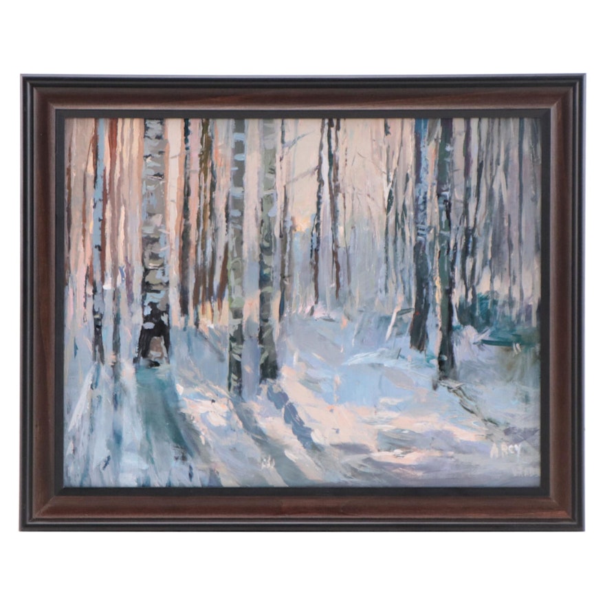 Agnes Rey Landscape Oil Painting "Aspen Trees," 2022