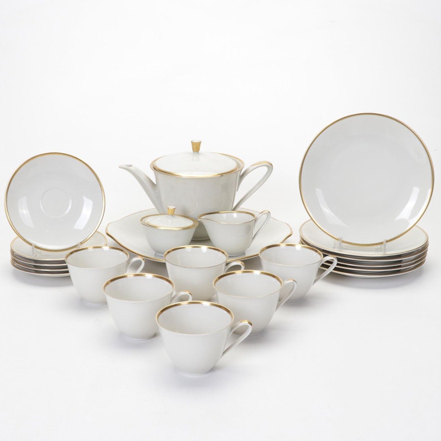 Hutschenreuther Arzberg Gold Trim Porcelain Tea Set And Serveware