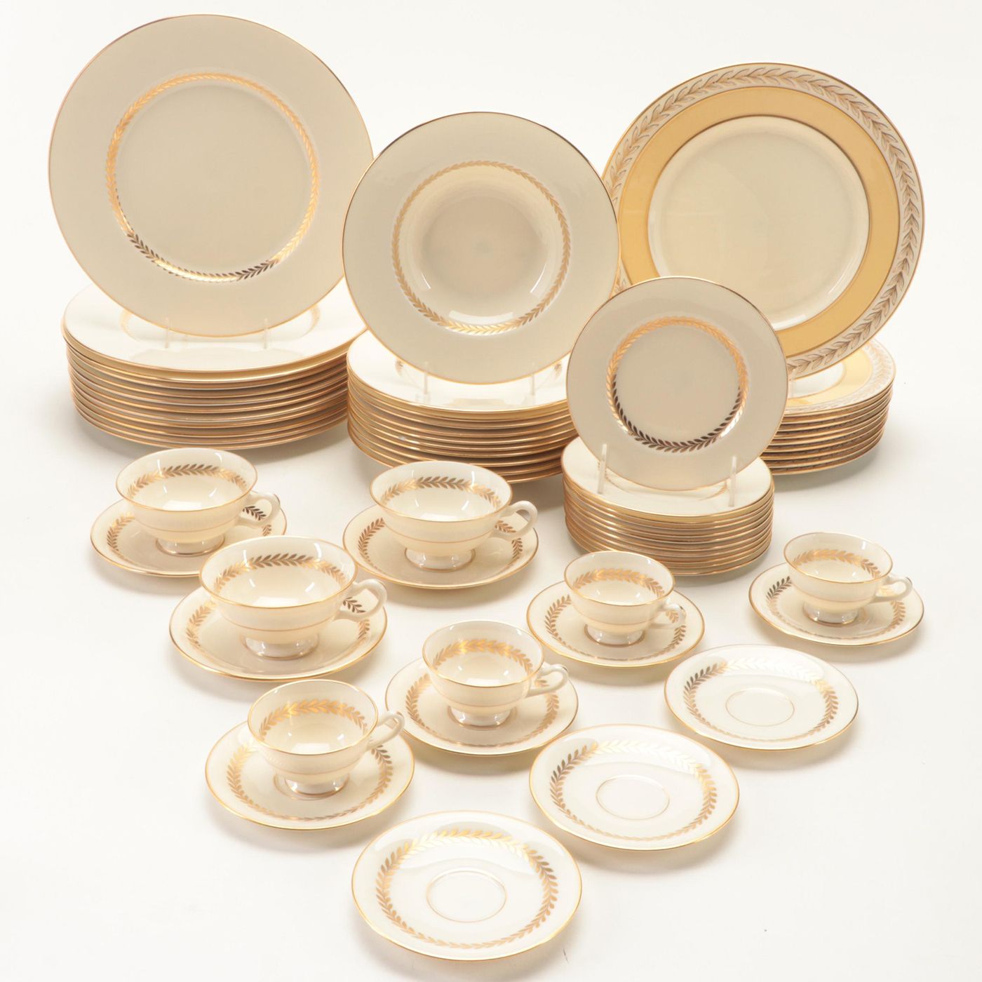 Lenox Bone China "Imperial" Gold Trim Dinnerware, Mid to Late 20th