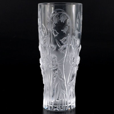 Lalique "Elfes" Frosted and Clear Crystal Vase