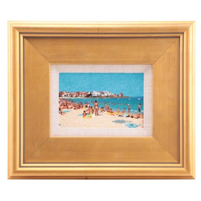 Victor Arseni Oil Painting of Beach Scene, 21st Century