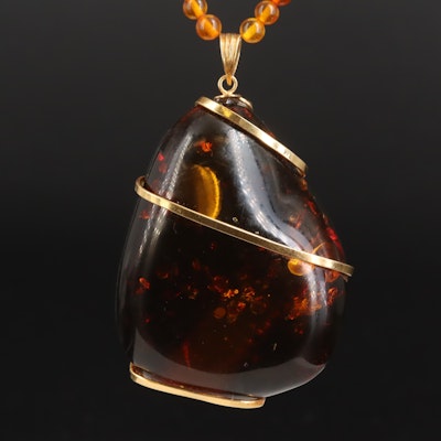 18K Amber and Copal Necklace
