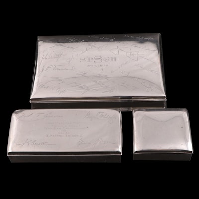 Gorham and Poole Sterling Silver Trophy Cigarette Boxes