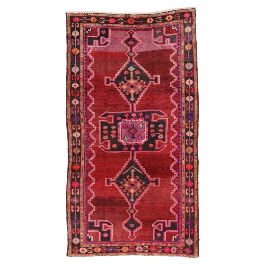 4'8 x 8'7 Hand-Knotted Persian Zanjan Rug, 1960s