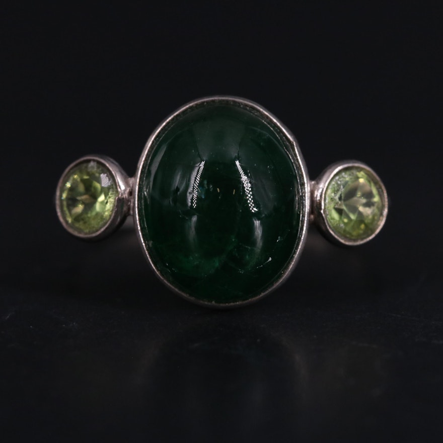14K Emerald and Peridot Ring