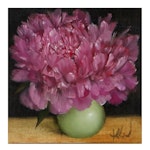 Thu-Thuy Tran Oil Painting "Pink Peony and Jade Vessel," 2022