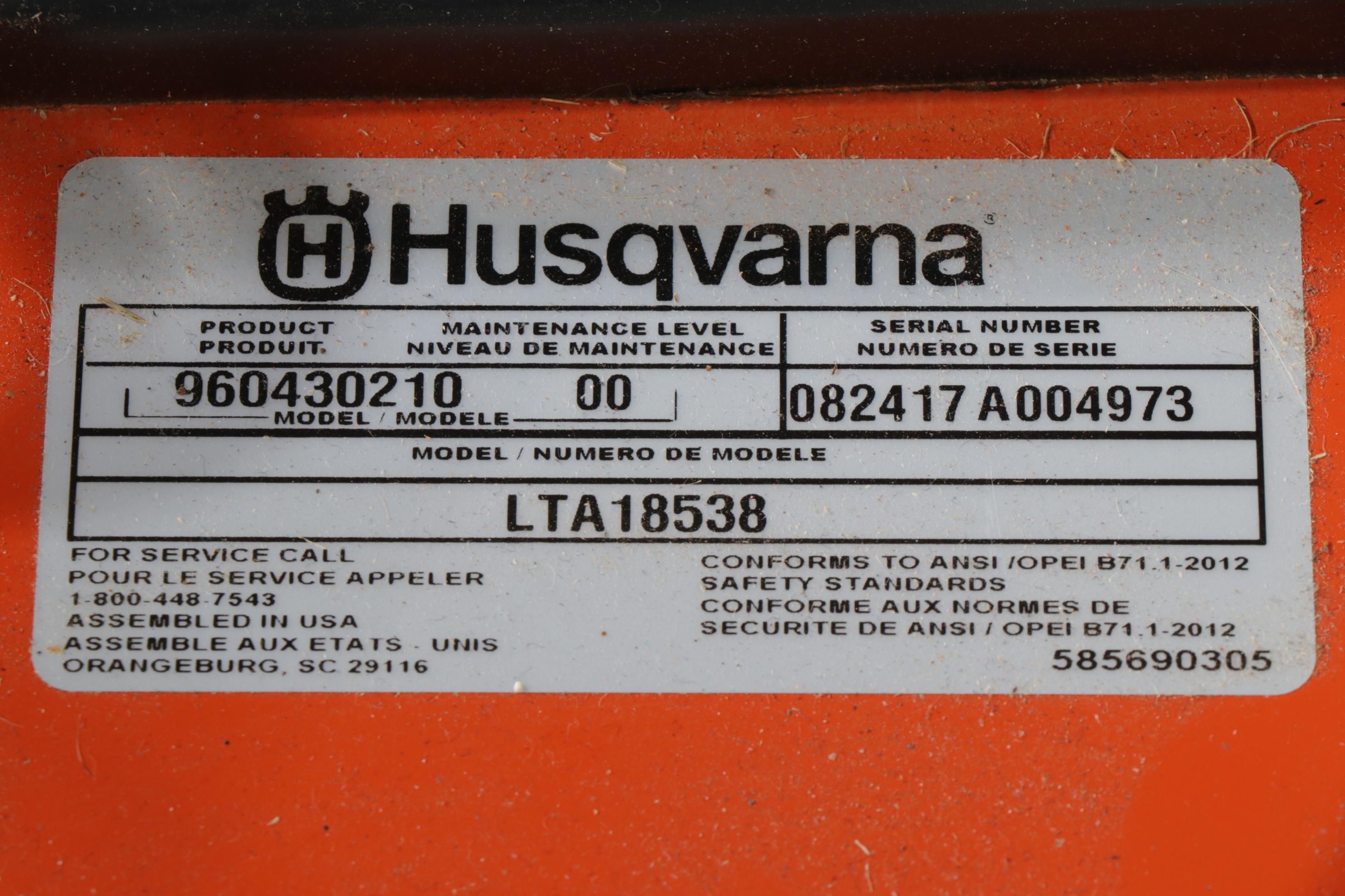 Husqvarna LTA18538 38" 18.5HP Lawn Tractor EBTH