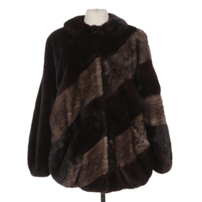 Mixed Mink Fur Coat with Dolman Sleeves