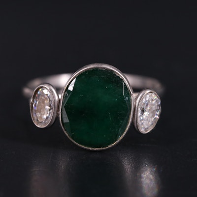 14K Emerald and Moissanite Ring