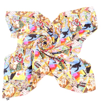 Nicole Miller Collage Style Printed Silk Scarf