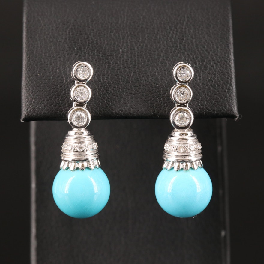 18K Turquoise and Diamond Earrings